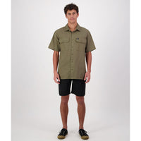 Clover Swanndri Mens Fundamentals S/S Work Shirt On Model