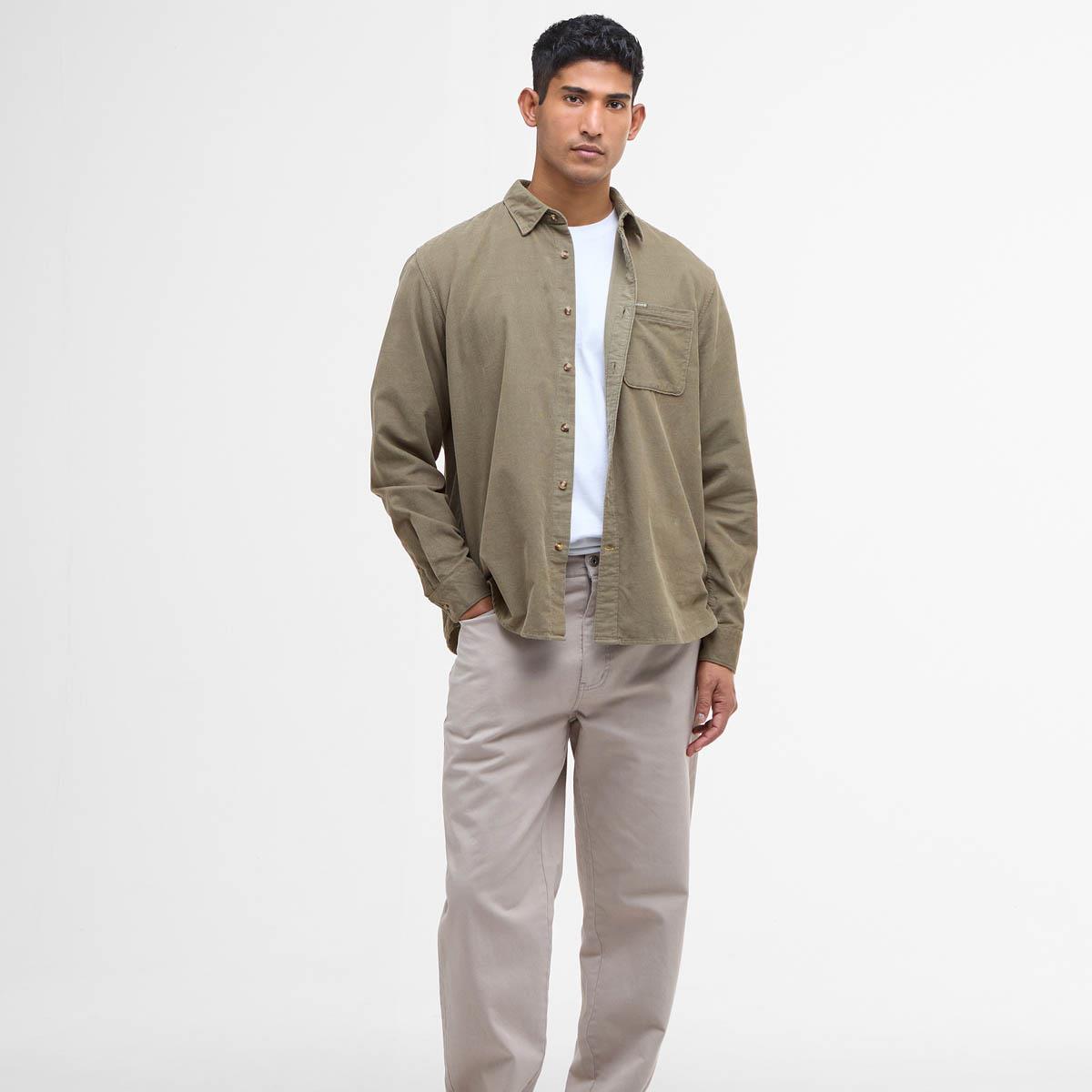 Olive Barbour Mens Bramside Relaxed Cord Shirt Open