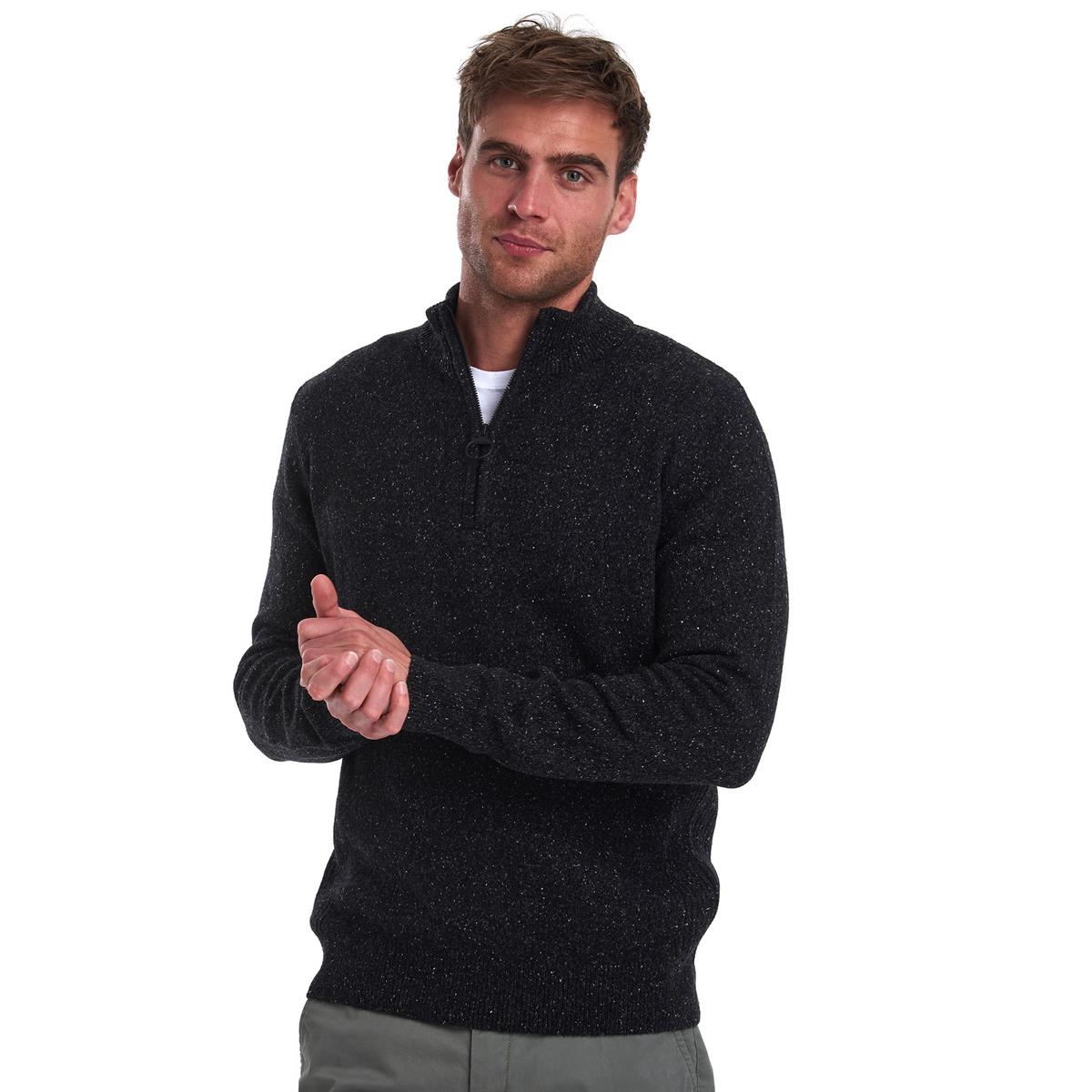 Black Barbour Mens Tisbury 1/2 Zip front