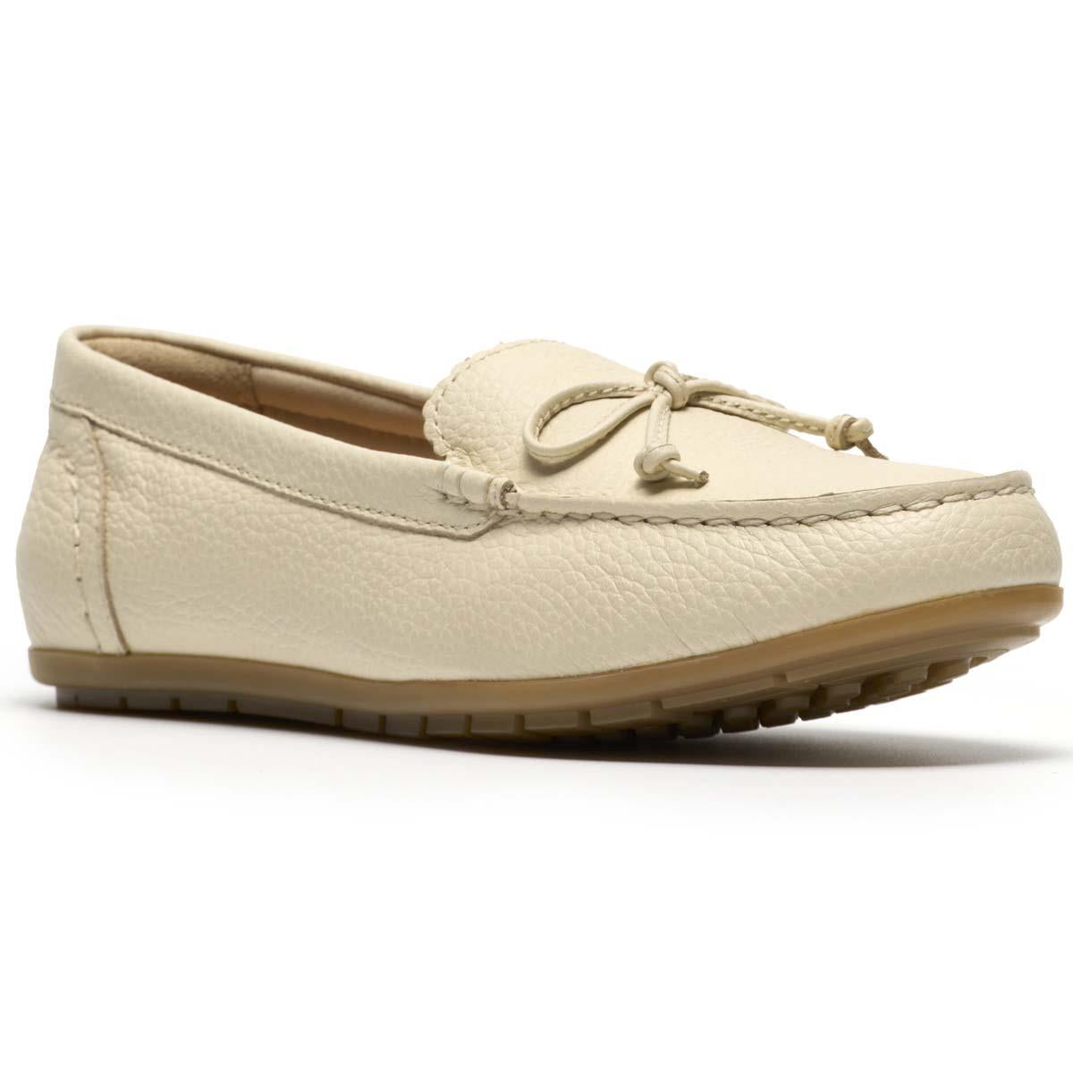Cream Leather Clarks Womens Elliotte Sail Moccasin Shoes