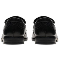 Black Leather Clarks Mens Brandon Step Shoe Back