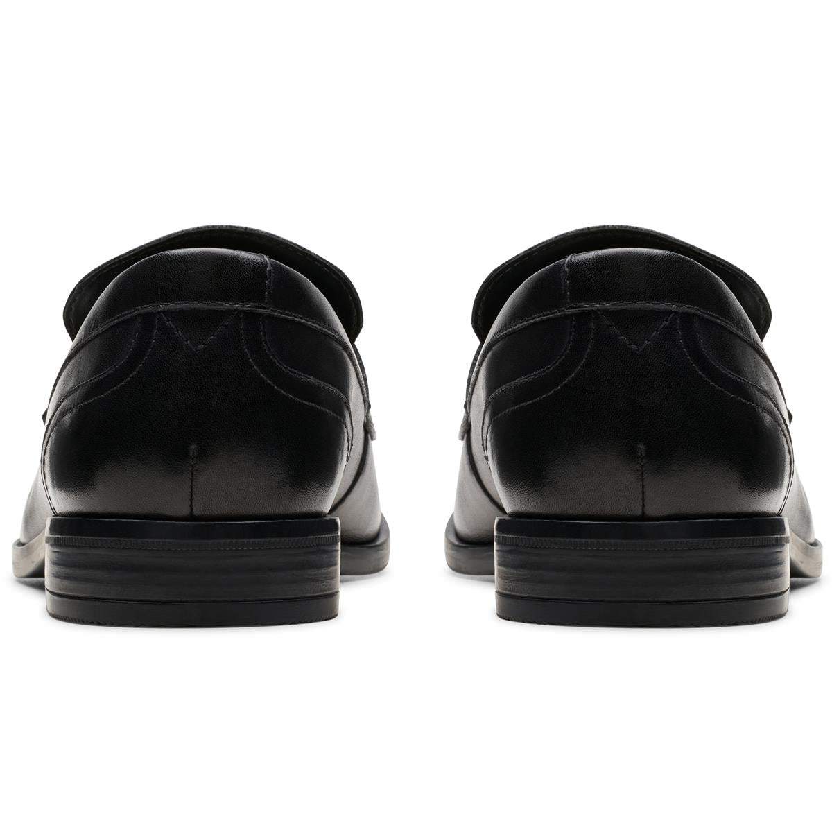 Black Leather Clarks Mens Brandon Step Shoe Back