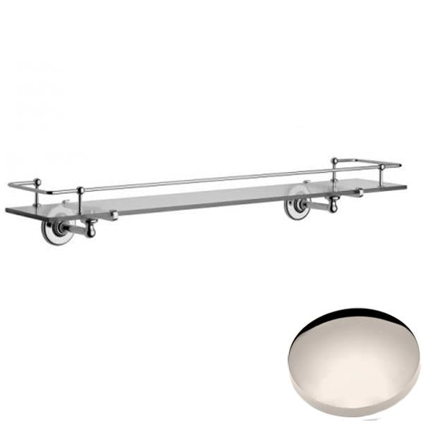 Polished Nickel Samuel Heath Antique Glass Shelf With Lifting Rail N4313