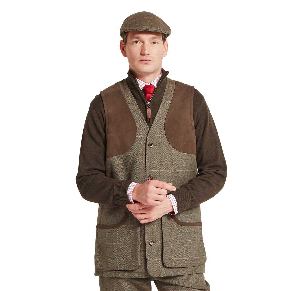 Lochlane Tweed Schoffel Mens Ptarmigan Tweed Waistcoat II On Model