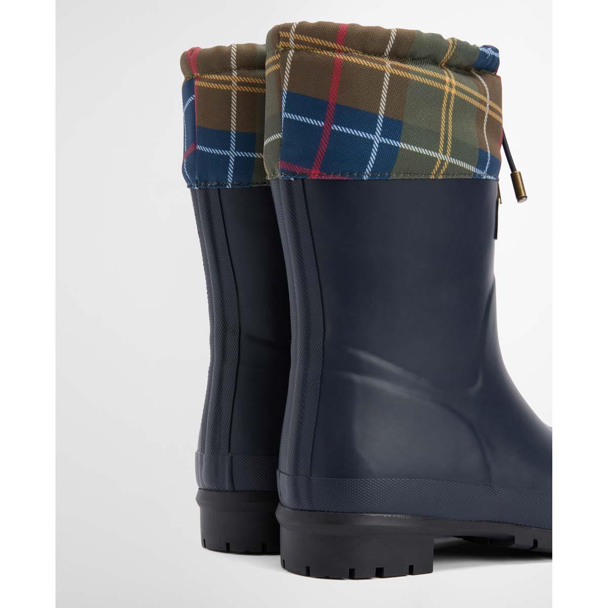 Navy/Classic Tartan Barbour Womens Mowbray Mid Welly heel