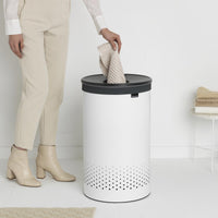 White Brabantia Laundry Bin Plastic Lid 60 Litre Lifestyle