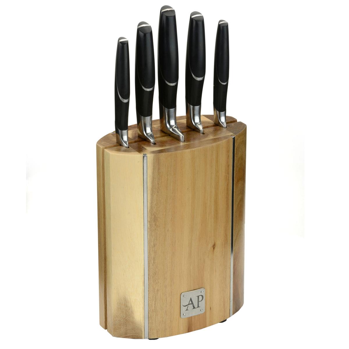Arthur Price Kitchen 6 Piece Oval Wooden Knife Block Set