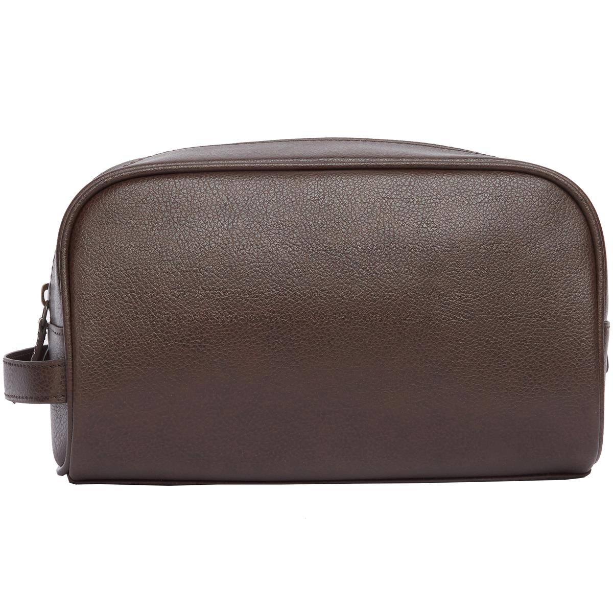 Barbour Mens Leather Washbag