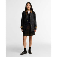Navy/Birchwood Barbour Womens Icons Beadnell Wax Jacket ON MODEL