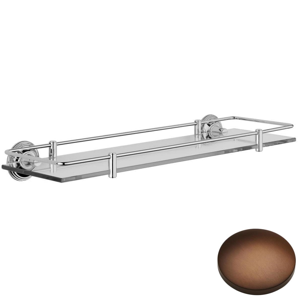Country Bronze Samuel Heath Style Moderne Glass Shelf With Rail N6713/N6715