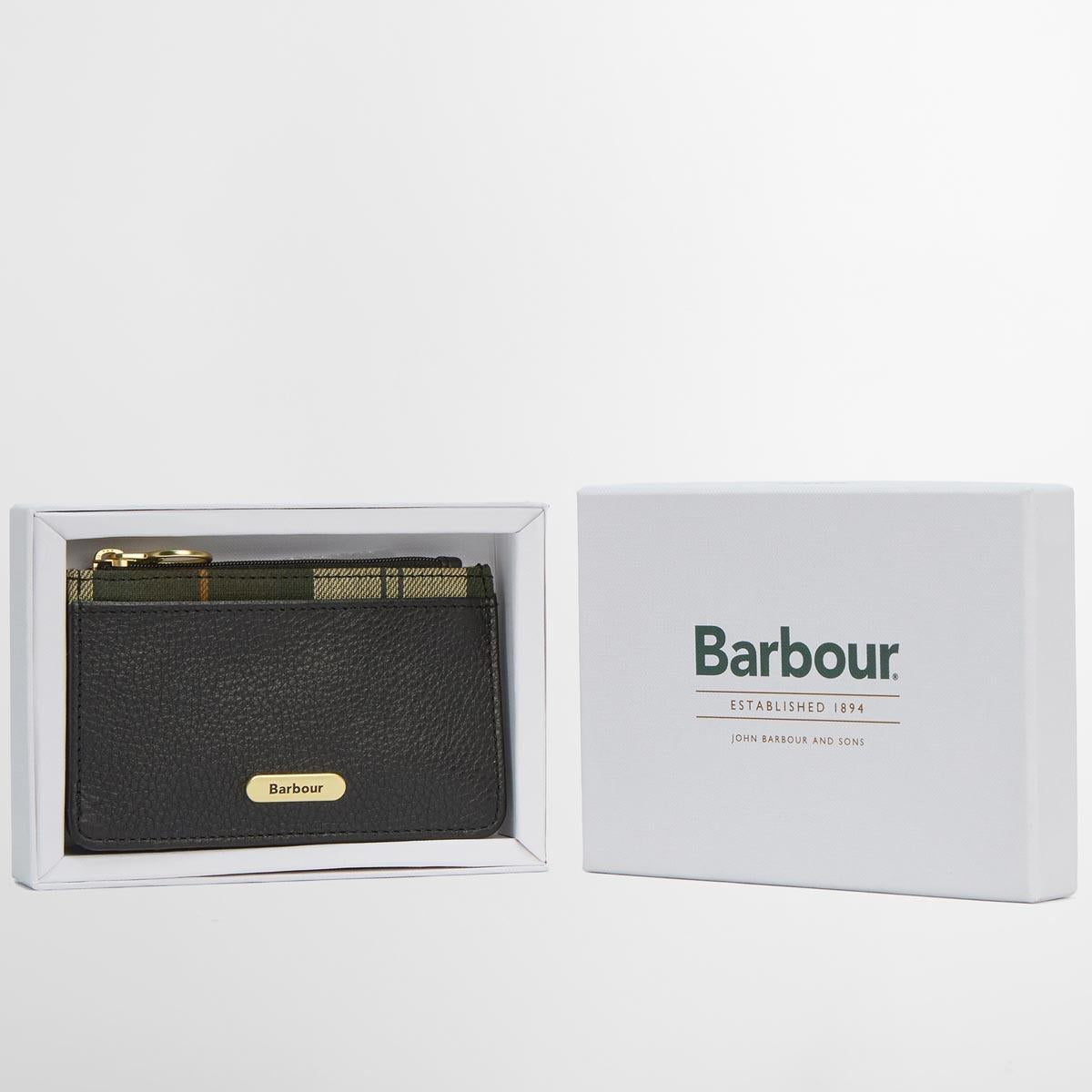 Black/Ancient Barbour Womens Alder Leather Card Holder Boxed