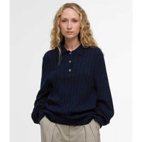 Navy Barbour Womens Evie Knitted Jumper Front
