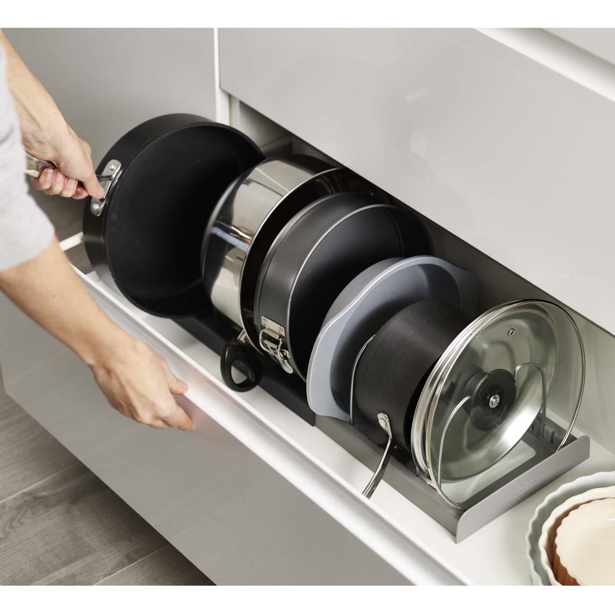 Grey Joseph Joseph DrawerStore Expanding Cookware Organiser LS