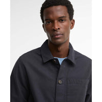 Dark Navy Barbour Mens Tartan Trimmed Washed Overshirt Collar