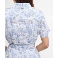 Ink Blue Print Barbour Womens Wisteria Midi Dress Back Shoulders