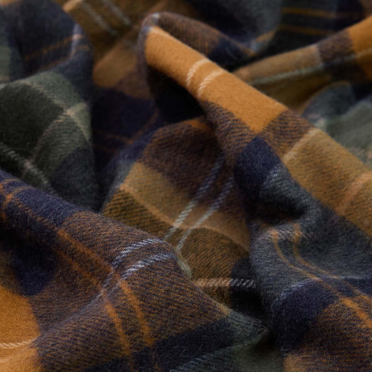 Forest/Bronze Brown Barbour Brack Patchwork Tartan Scarf Ruffled