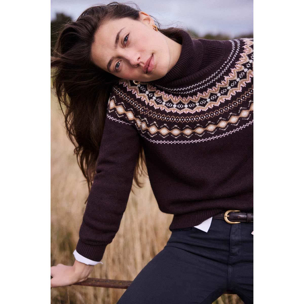 Seal Brown Barbour Womens Darwen Knitted Jumper LS5