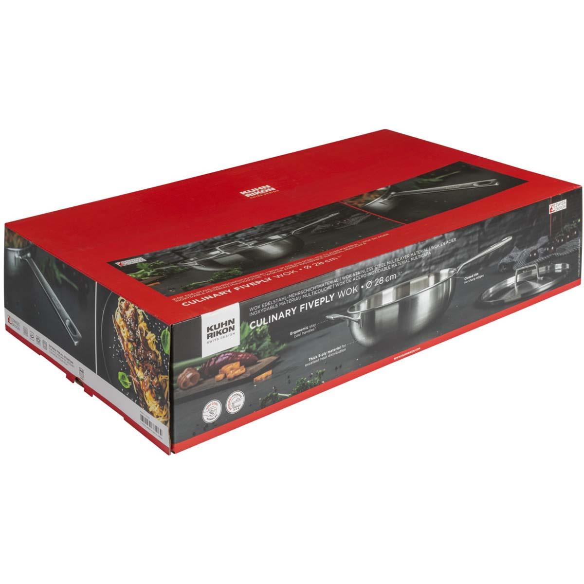 Kuhn Rikon Culinary Fiveply Wok With Lid and Helper BOX