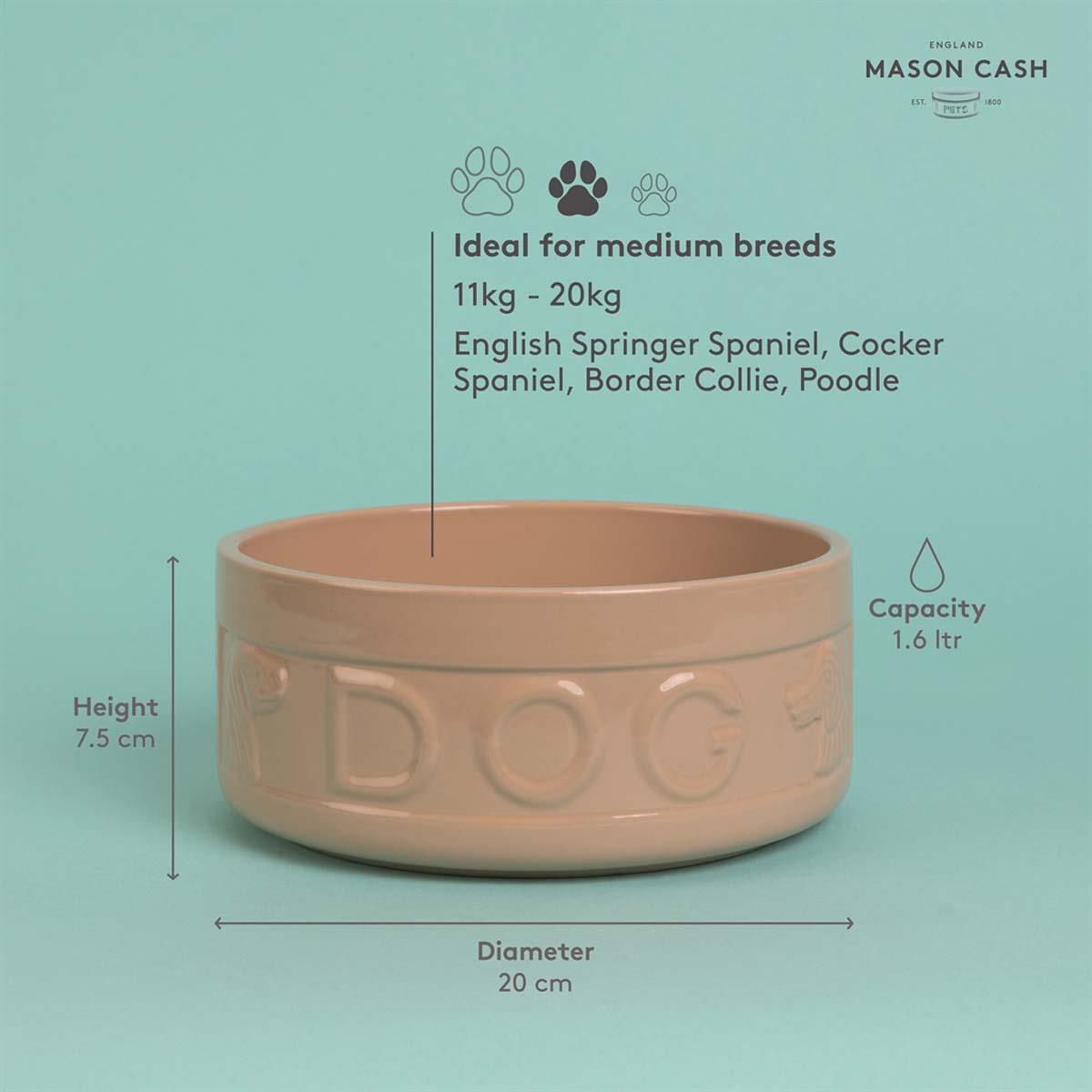 Mason Cash Cane Lettered Dog Bowl 18cm INFO