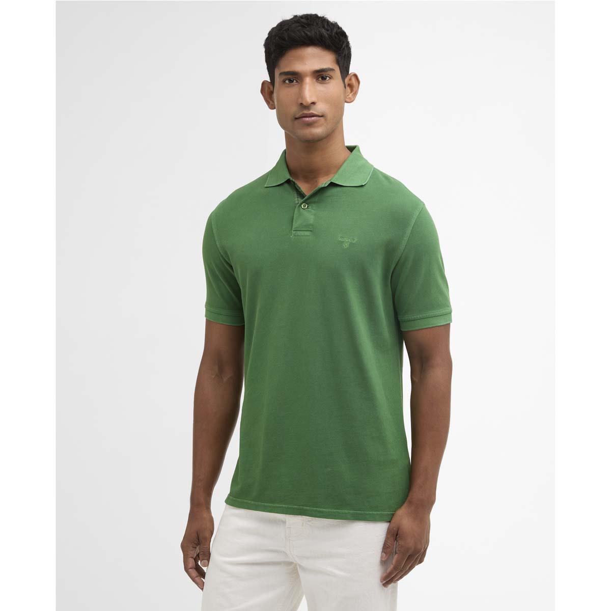 Washed Green Washed Pink Barbour Mens Washed Tartan Tailored Fit Pique Polo FRONT