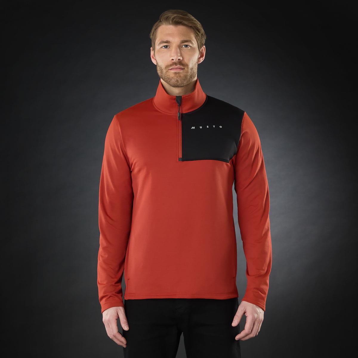 Rust Musto Mens EVO Thermal Lite Tech Fleece On Model