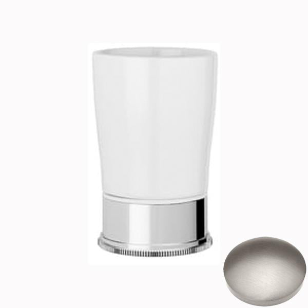 Stainless Steel Finish Samuel Heath Style Moderne Freestanding White Ceramic Tumbler Holder N6665W
