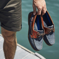 Navy/Tan Chatham Mens Galley II Boat Shoes Lifestyle