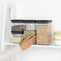 Dark Grey Brabantia Set of 4 Tasty+ Stackable Square Canisters Lifestyle
