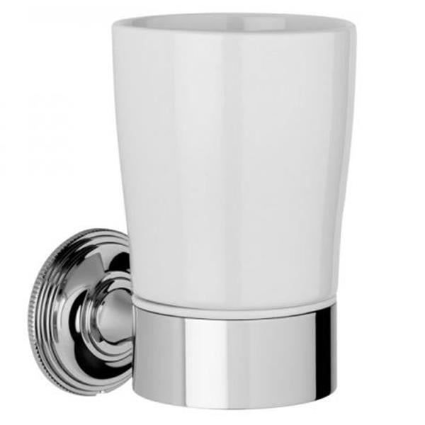 Chrome Plated Samuel Heath Style Moderne Tumbler Holder White Ceramic N6635W