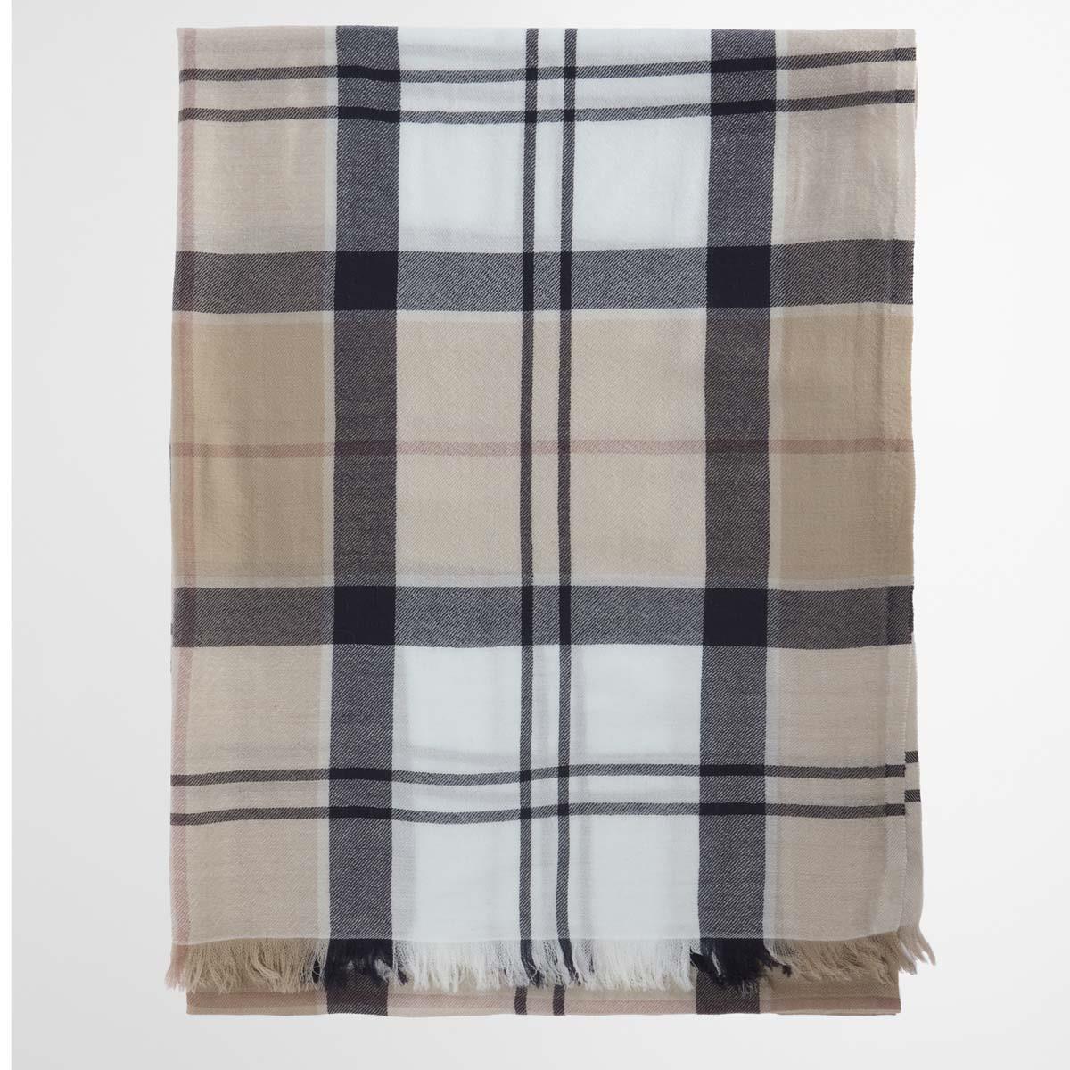 Rosewood Tartan Barbour Womens Verona Pashmina Scarf Folded