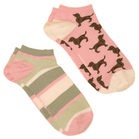 Pink/Green Joules Womens Rilla Set of Two Trainer Socks