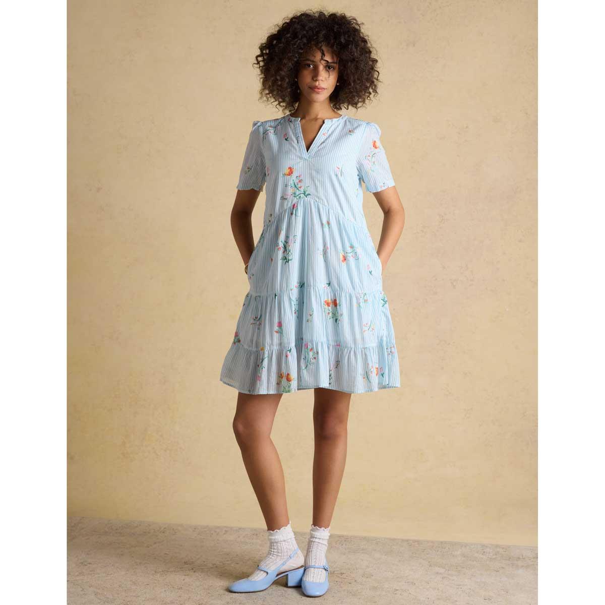 Blue Joules Womens Ariella Tiered Dress On Model