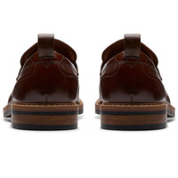 Mid Tan Leather Clarks Mens Aldwin Step Shoe Back