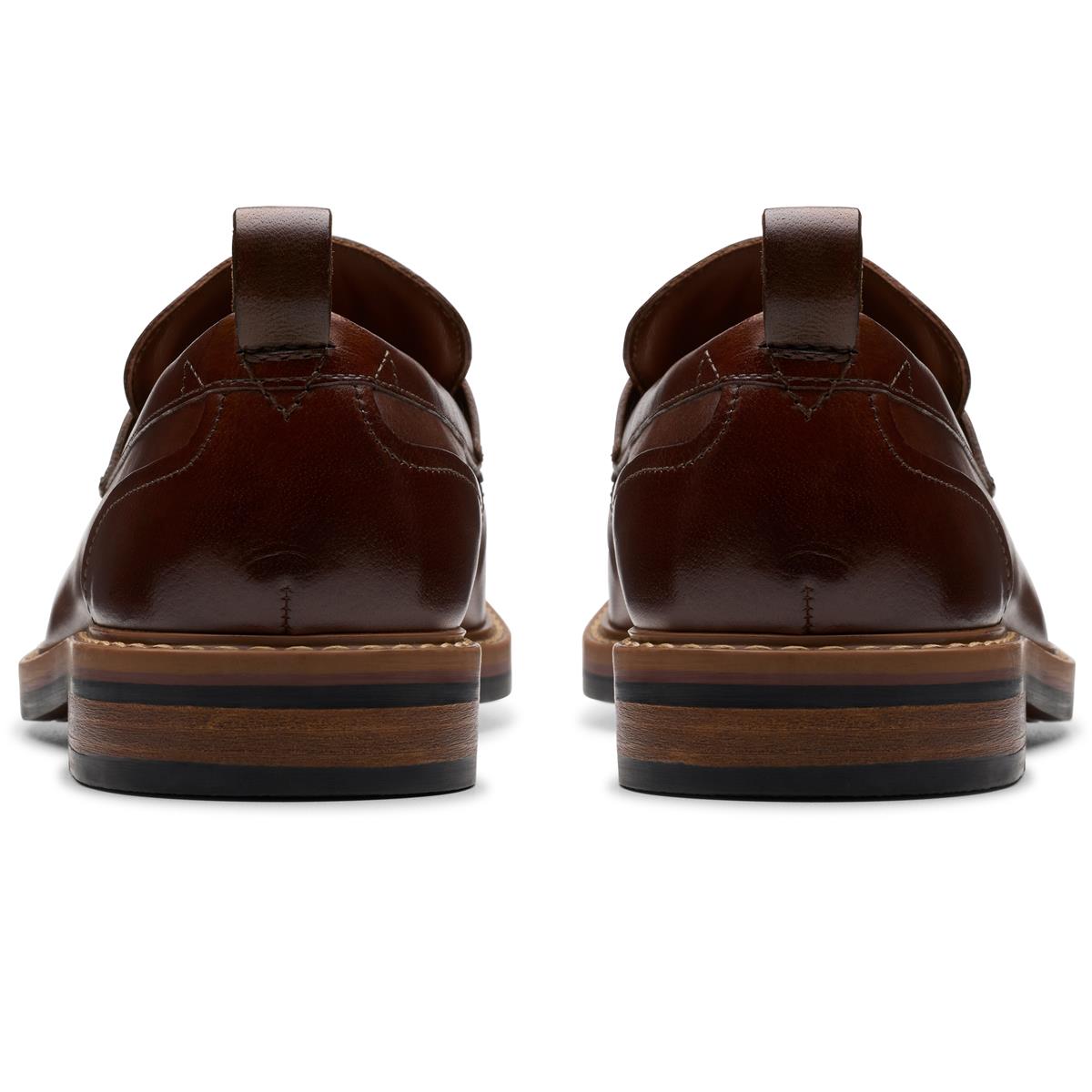 Mid Tan Leather Clarks Mens Aldwin Step Shoe Back