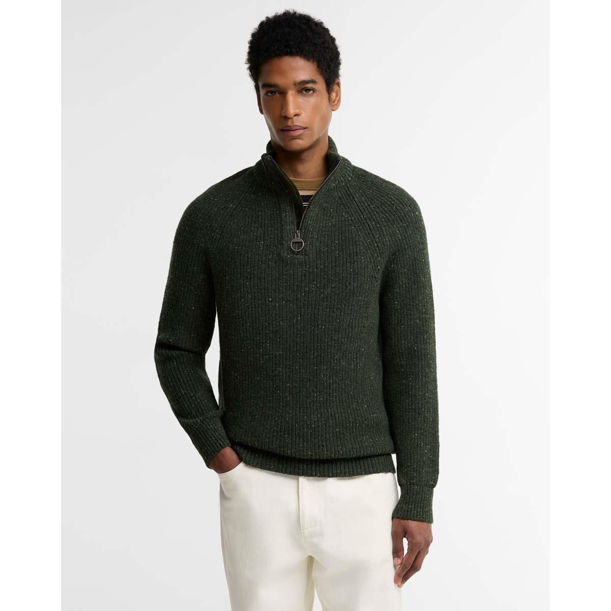 Barbour Mens Essential Fleck Half Zip Jumper