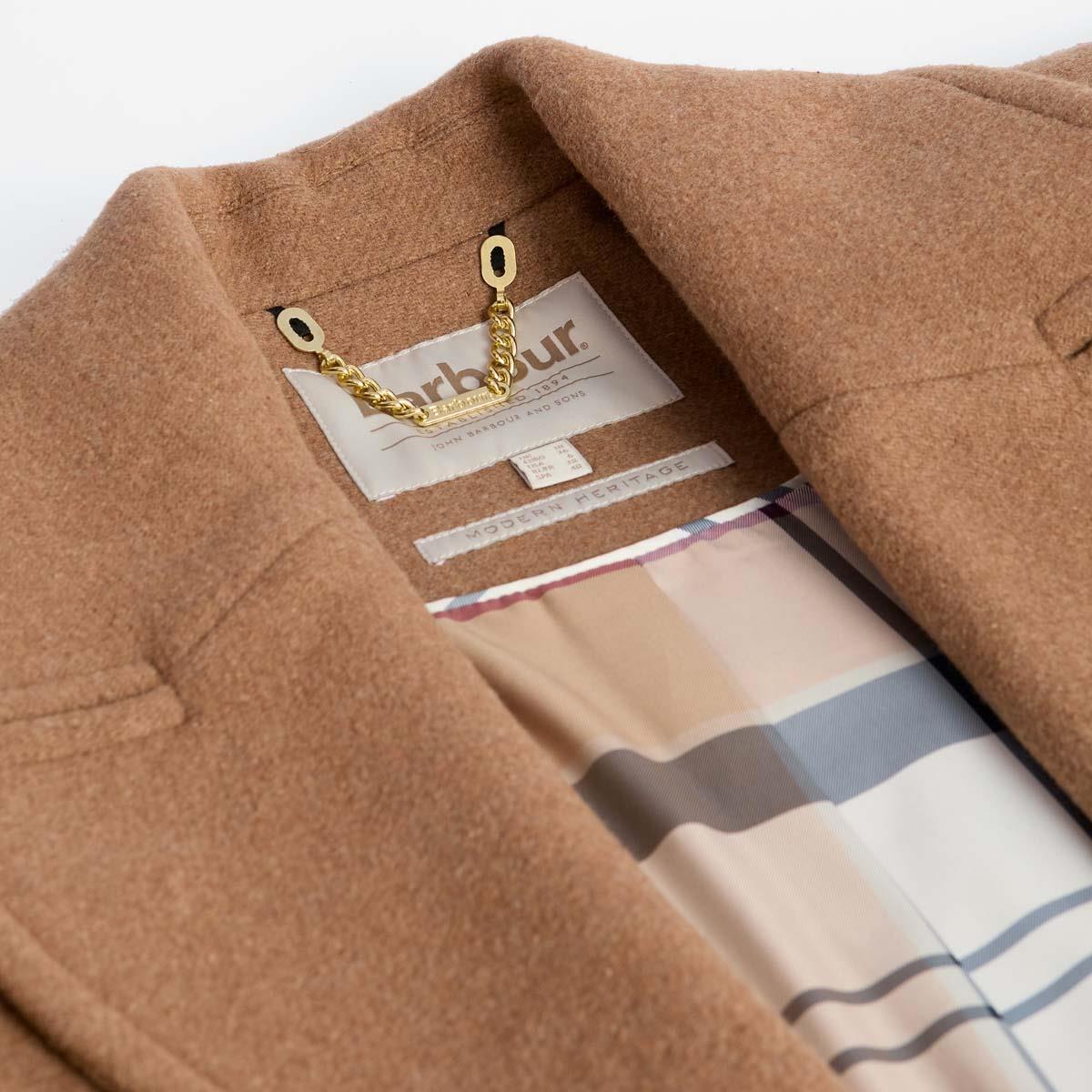 Camel/Hessian Tartan Barbour Womens Indie Military Wool Peacoat Lining