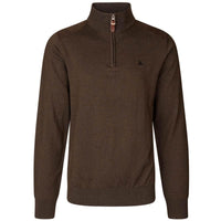 Dark Brown Seeland Mens Pine Half Zip Sweater