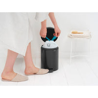 Matt Black Brabantia newIcon Pedal Bin 5 Litre Plastic Bucket In Use