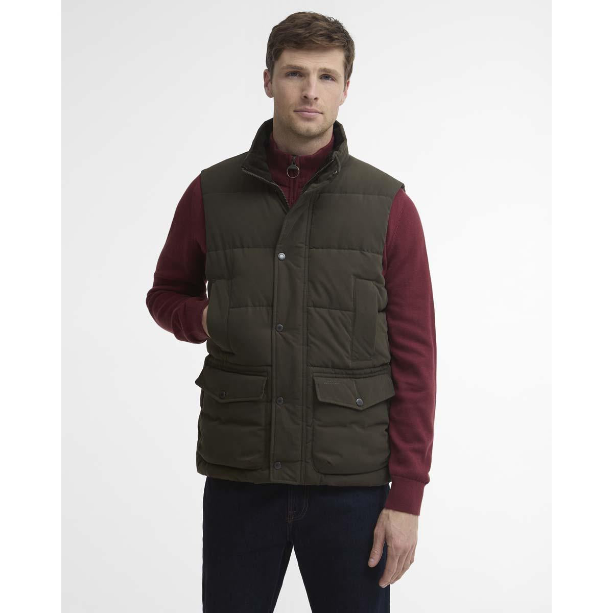 Dark Sage Barbour Mens Lonnen Gilet FRONT