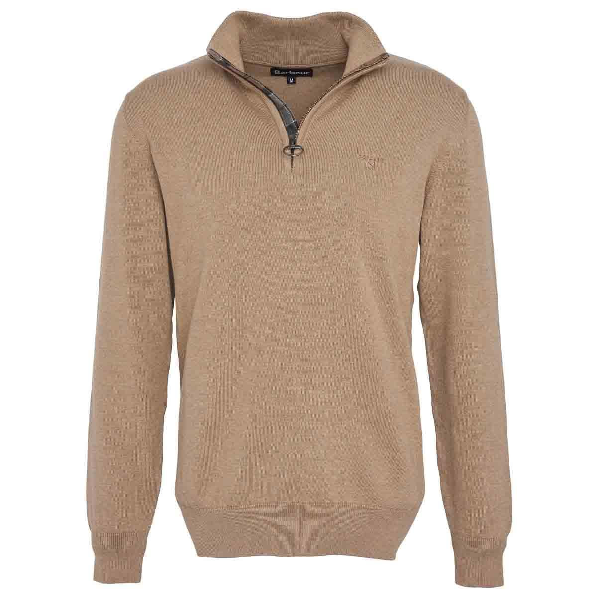 Vintage Khaki Barbour Mens Cotton Half Zip Sweater