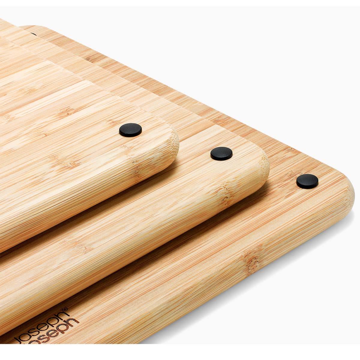 Joseph Joseph Folio Steel Bamboo 3-Piece Chopping Board Set Non-Slip Feet
