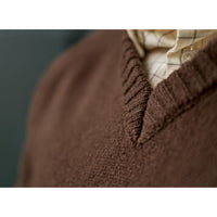 Demitasse Brown Harkila Mens Vincent Merino V-Neck Pullover Detail