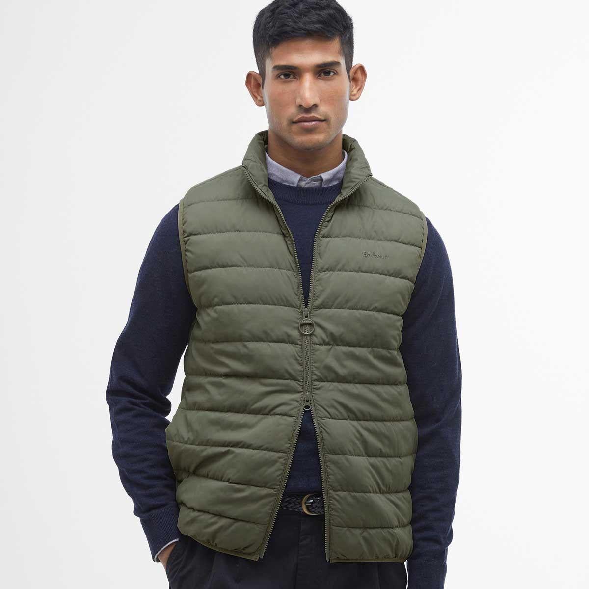 Green Slate Barbour Mens Bradbury Puffer Gilet Model Front