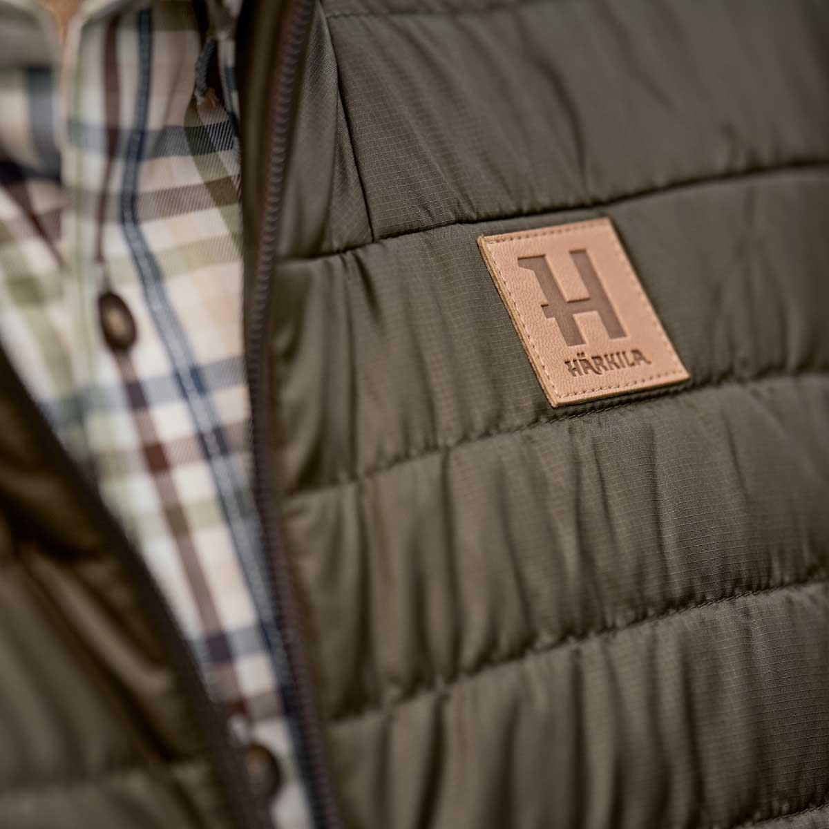 Willow Green/Shadow Brown Harkila Mens Kalix HSP Reversible Waistcoat Detail