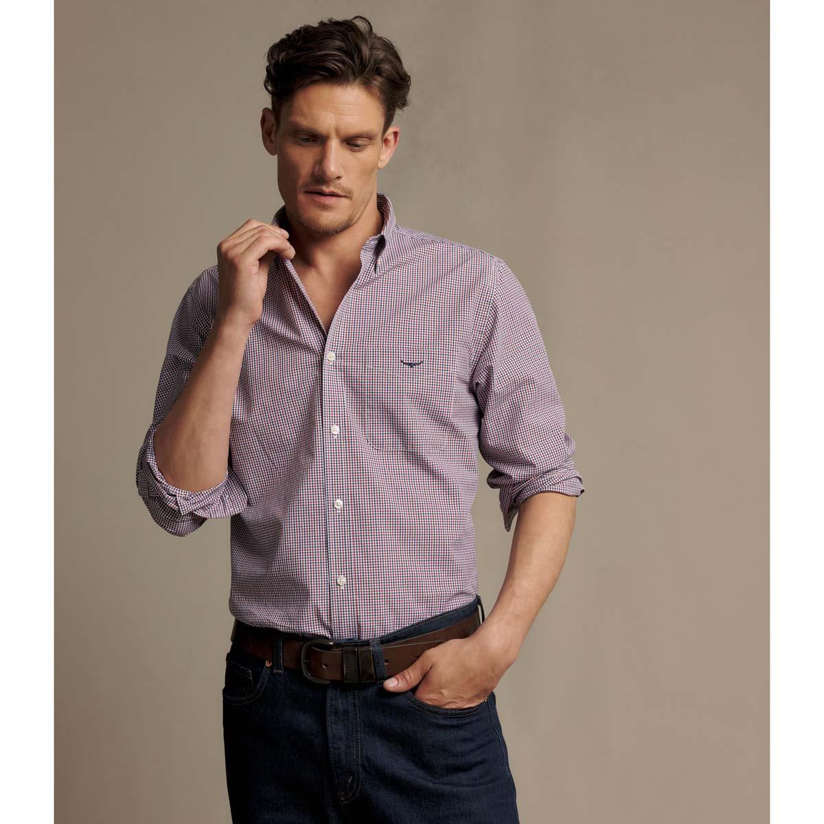 R.M. Williams Mens Whyalla Poplin Check Shirt