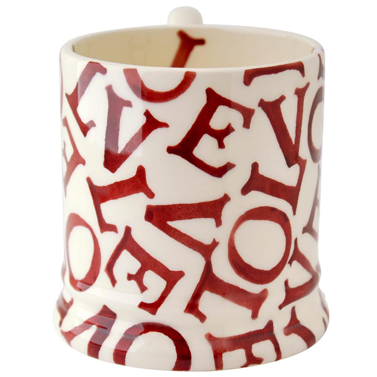 Emma Bridgewater L.O.V.E Polka Red Half Pint Mug FRONT