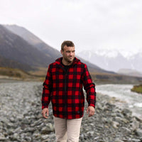 Black/Red Swanndri Mens Hudson Wool Hoody Lifestyle