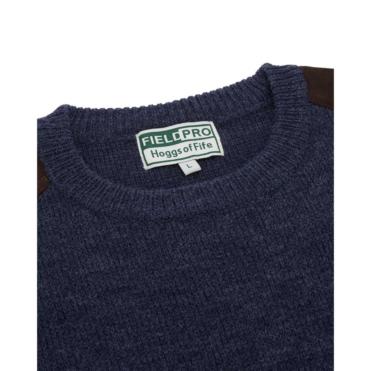 Storm Blue Marl Hoggs Of Fife Mens Melrose II Crew Pullover Collar