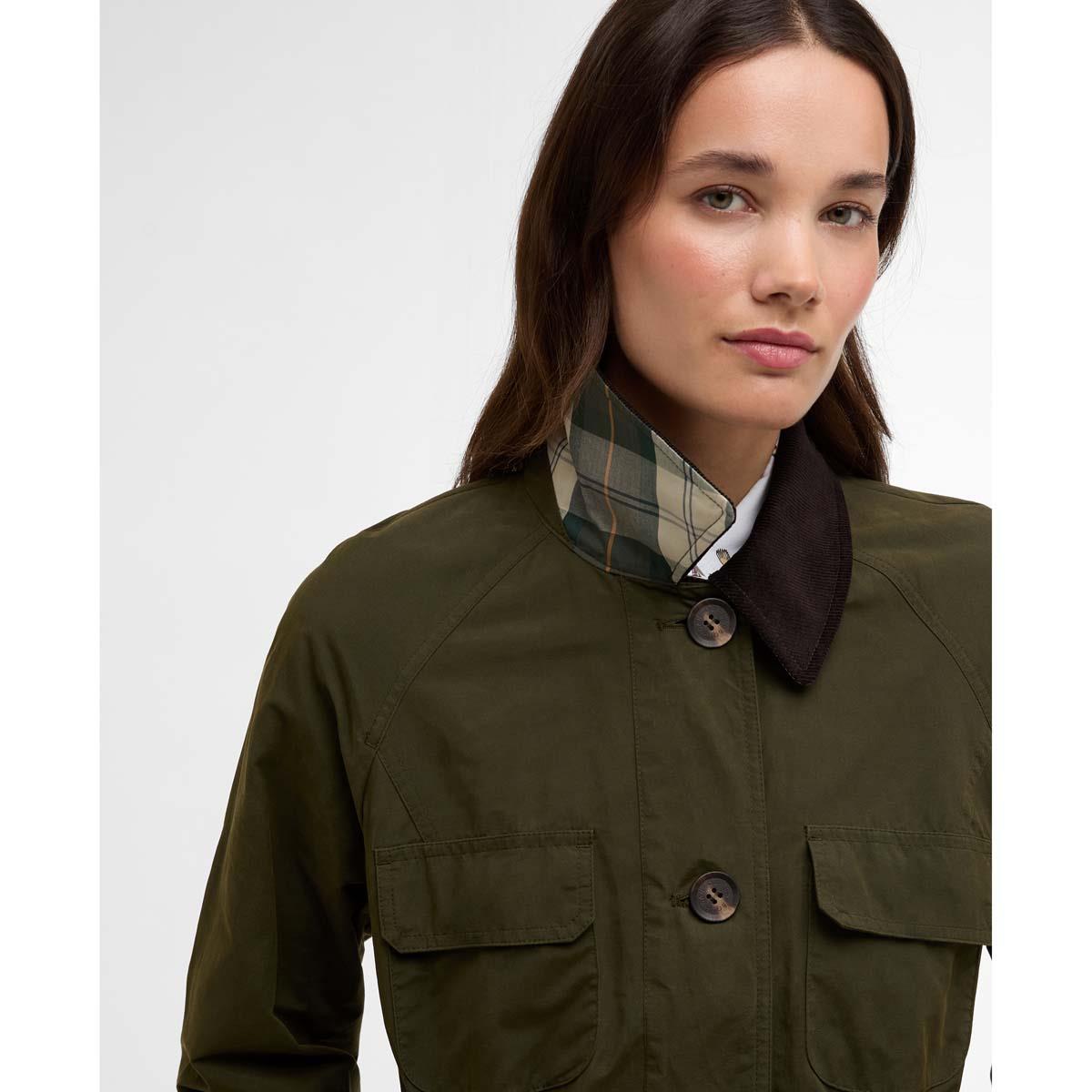 Olive/Ancient Barbour Womens Croton Casual Jacket collar
