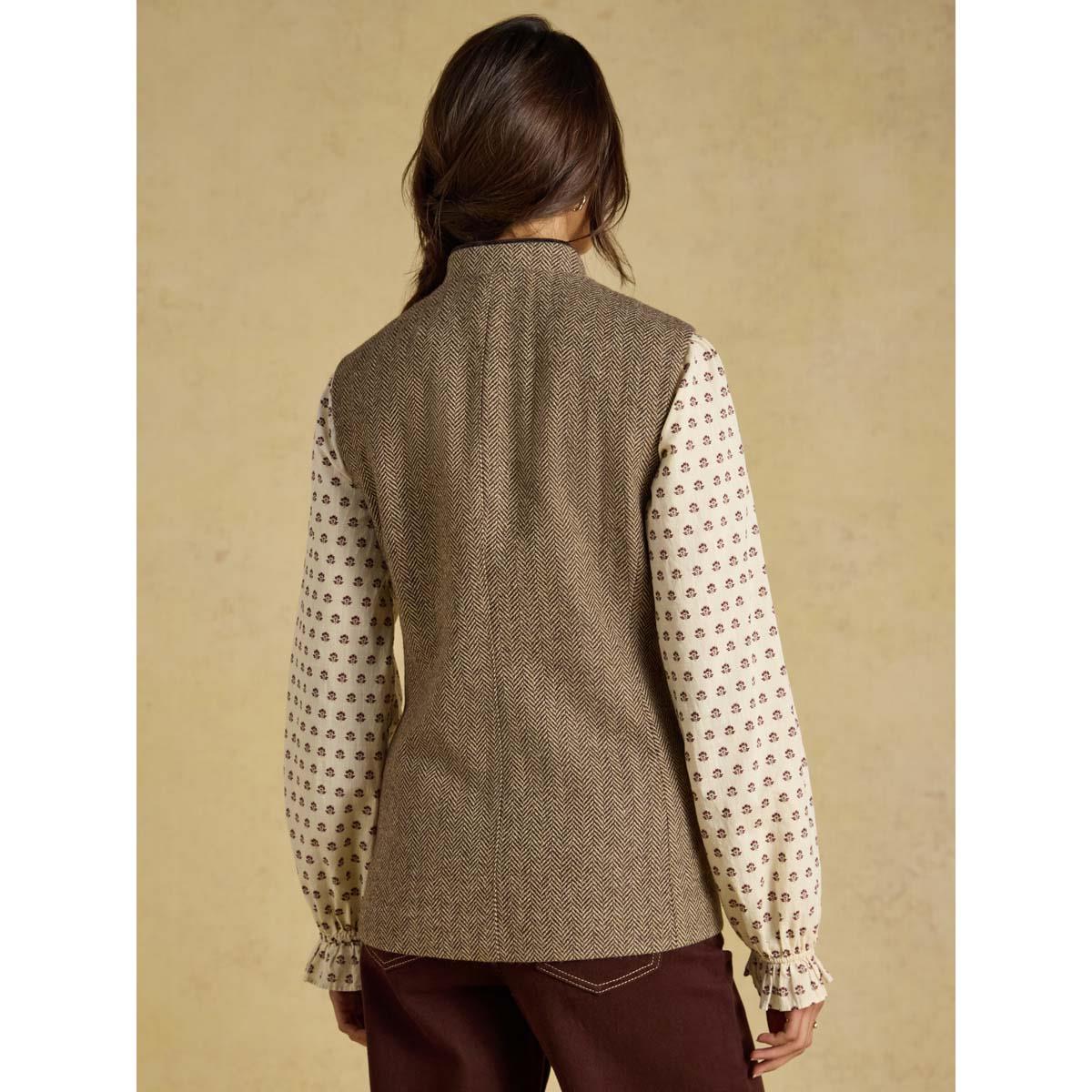 Joules Womens Nehru Collar Tweed Gilet